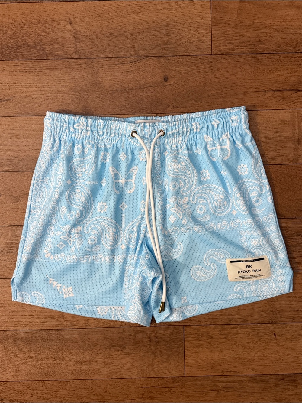 Ryoko Rain Size Large Blue Bandana Paisley Print Shorts Streetwear Basketball L